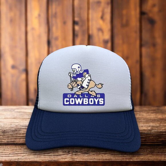 Dallas Cowboys Mens Trucker Hat Navy Snapback Vintage Logo 1950 Football Cap - Picture 1 of 4